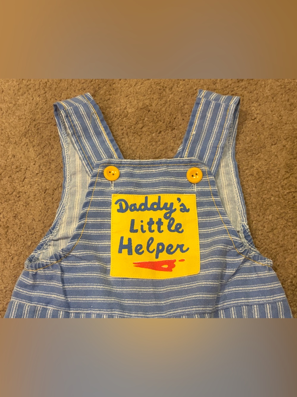 Vintage Daddy’s Little Helper Retro Pinstripe Snap Button Overalls, 12 Months - Picture 2 of 11